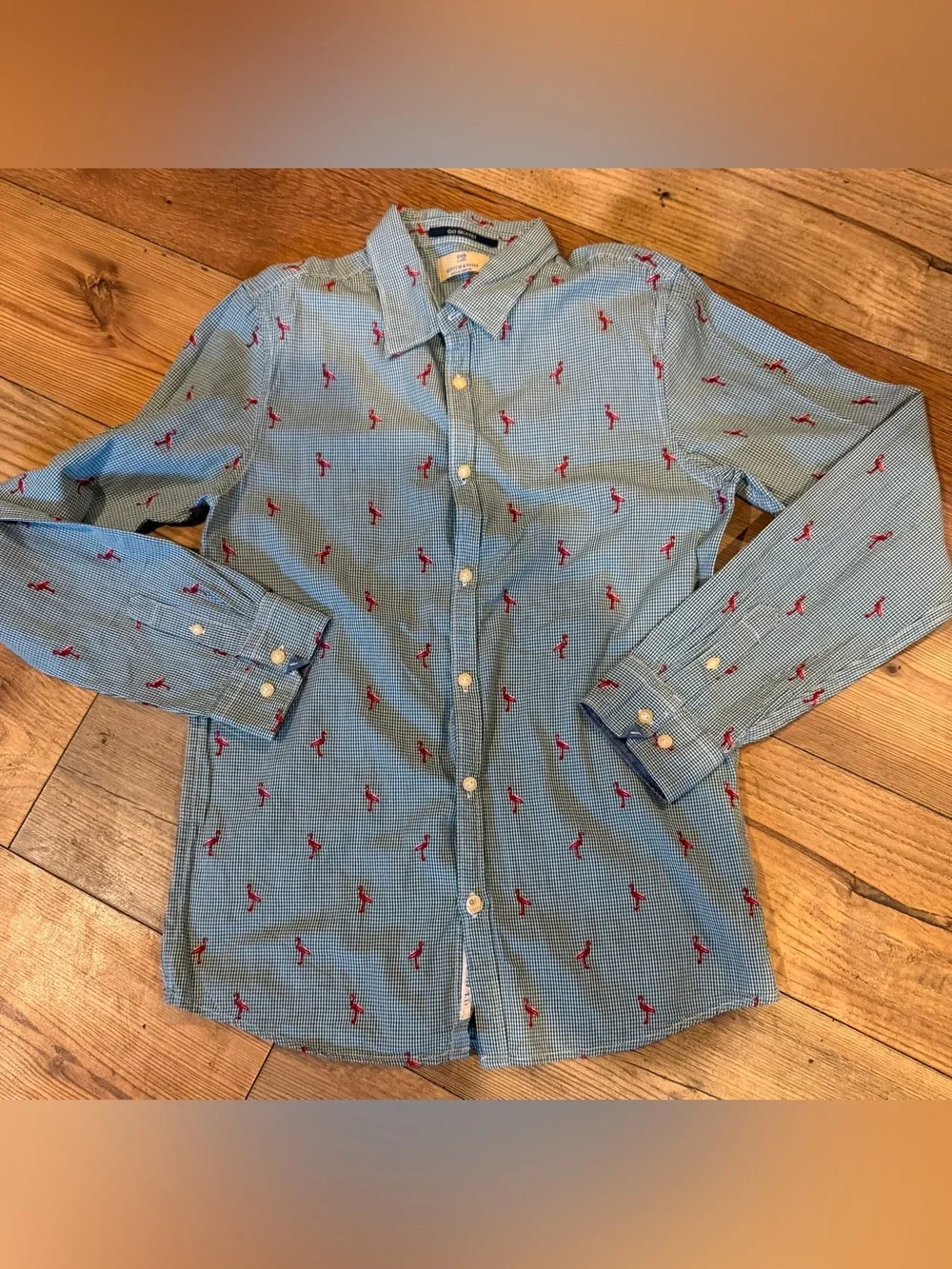 Scotch & Soda Go Skate boys size 12 flamingo long sleeve button down shirt
